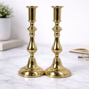 Vintage Brass Candlestick Holders 7.5" Tall Pair With Classic Design